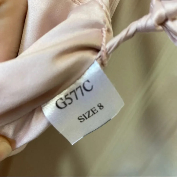 AMSALE Blush Pink Halter Mini Dress Bridesmaid Rose Detail Size 8 G577C - Picture 8 of 9